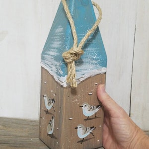 Sand piper - Wooden buoy - shore birds - nautical buoy - sanderlings - coastal decor - lobster buoy - painted buoy