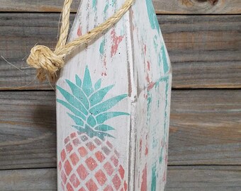 Pineapple buoy - wooden buoy - pineapple - lobster buoy - nautical decor -  beach house decor - masculine nautical decor - custom order