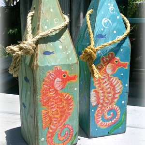 Sea Horse buoy - Nautical buoy - Wooden buoy - seahorse - beach decor - coastal decor - beach scene - lobster buoy - custom  painted