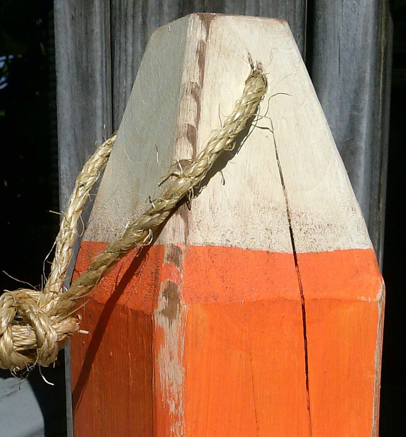 Candy corn, fall decor, halloween decor, wooden buoy, orange, yellow image 3