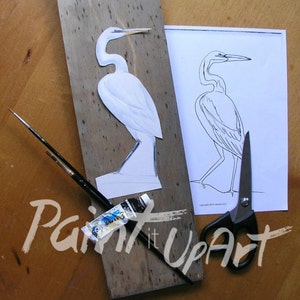 Printable PDF, Pelican, Heron, Egret, Instant download, 6 paint patterns, art template instructions decoupage for DIY  painting project