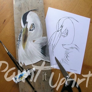 Blue Heron pattern - Printable PDF - paint pattern - art template - instructions - decoupage - DIY - painting project