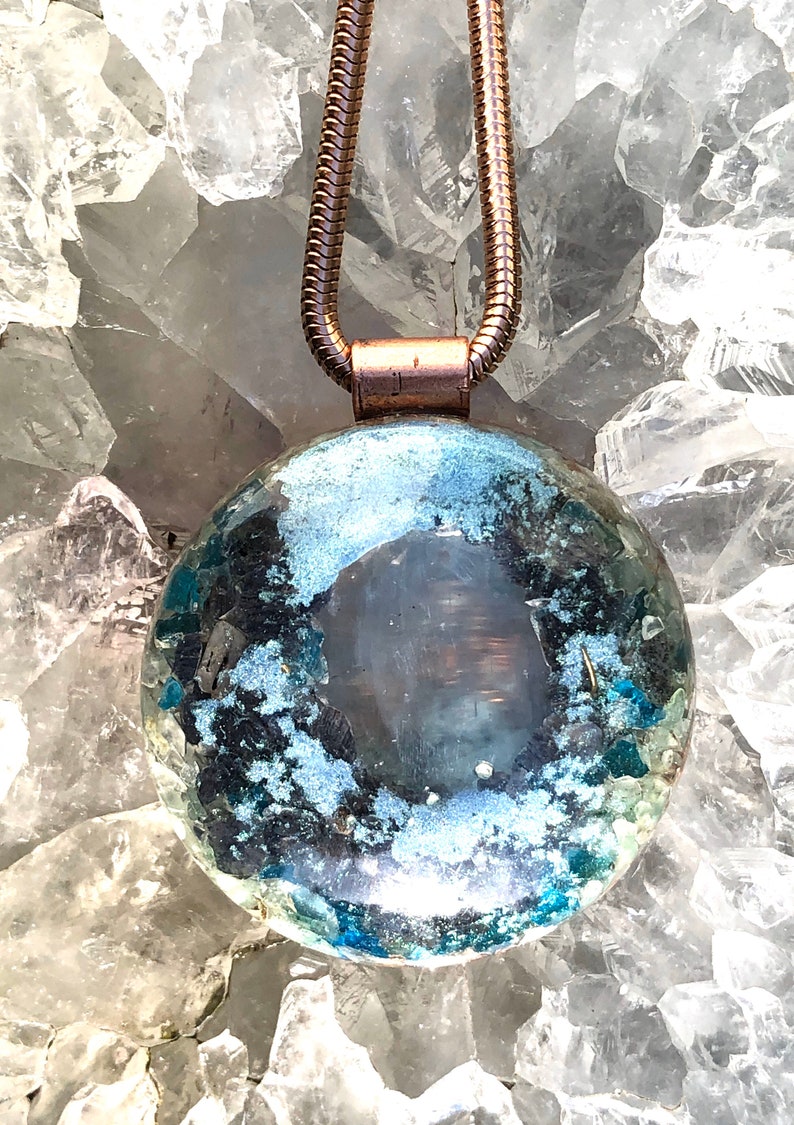 Large - Blue AventurineSeleniteGreen AventurineBlue Apatite Orgonite\u00ae Orgone Pendant FREE WORLDWIDE SHIPPING!
