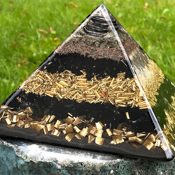 Powerful (XL - 5.25 x 4.25 inches) Orgone Orgonite® Pyramid - Powerful EMF Protector - FREE Worldwide Shipping!