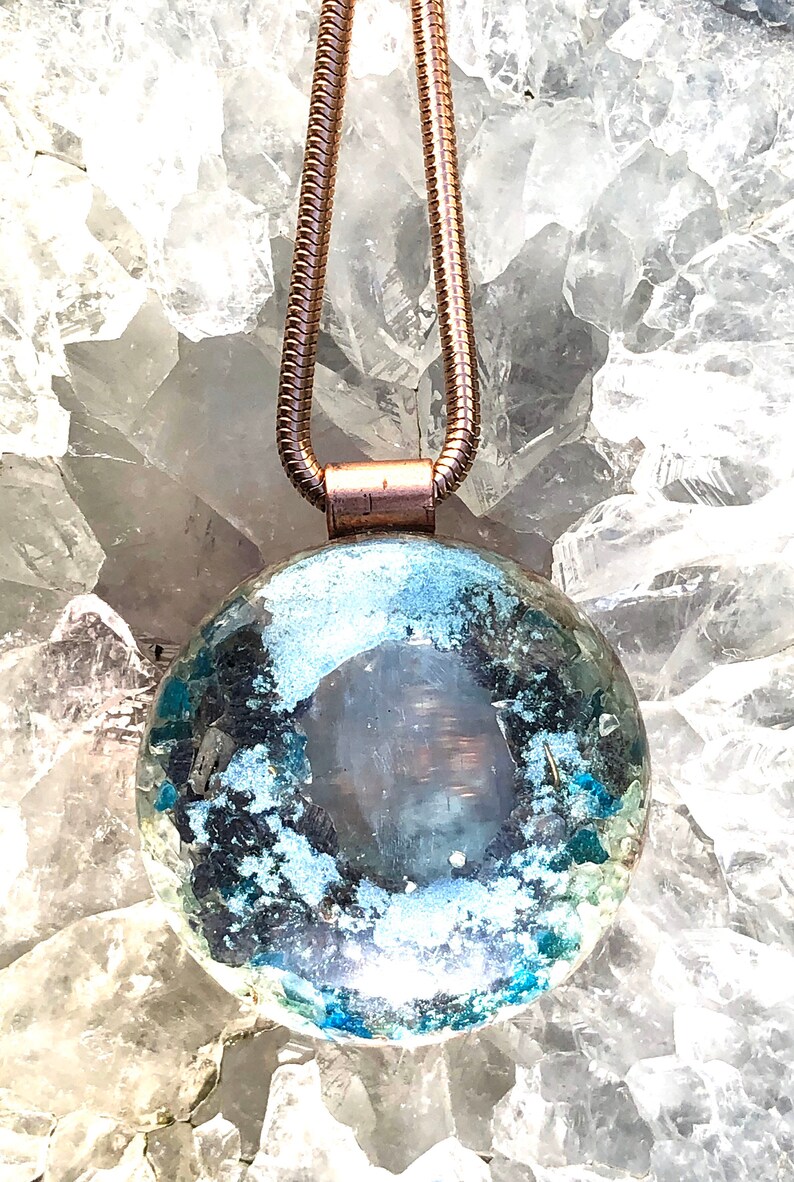 Large - Blue AventurineSeleniteGreen AventurineBlue Apatite Orgonite\u00ae Orgone Pendant FREE WORLDWIDE SHIPPING!