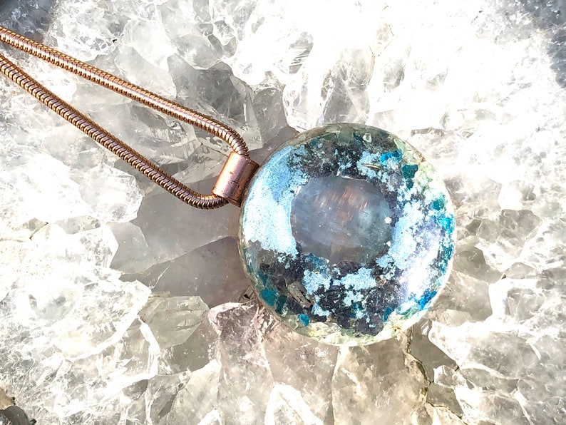 Large - Blue AventurineSeleniteGreen AventurineBlue Apatite Orgonite\u00ae Orgone Pendant FREE WORLDWIDE SHIPPING!
