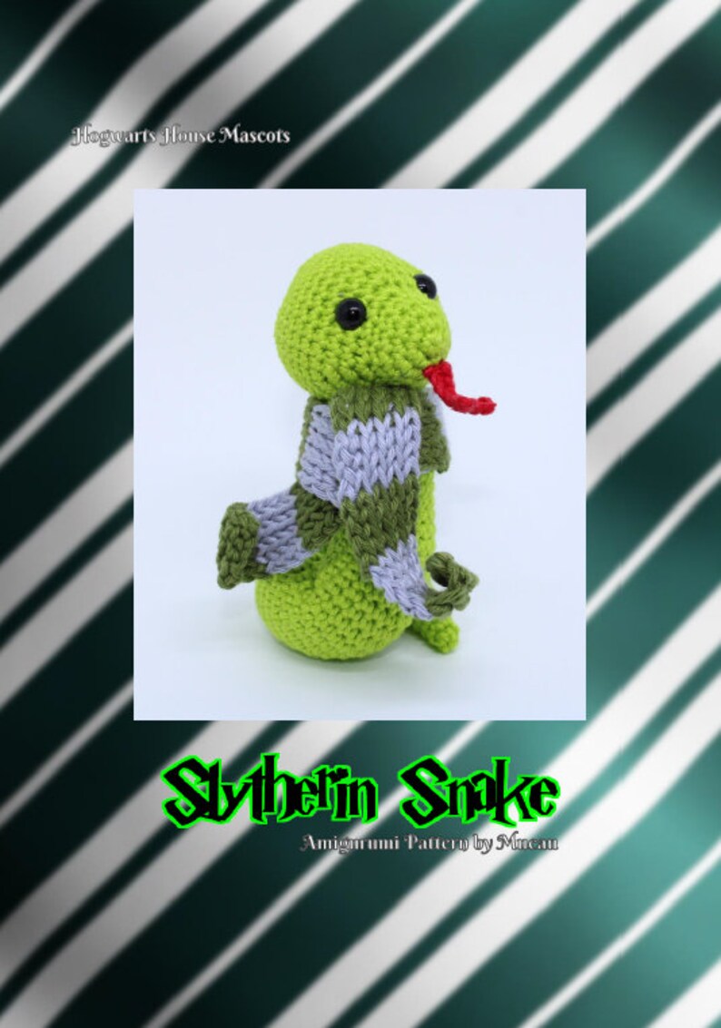 Slytherin Snake Amigurumi Pattern Hogwarts House Mascots Etsy