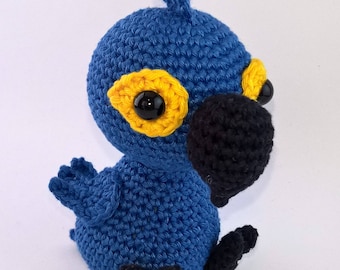 Patrón de amigurumi de guacamayo azul - Amigos de la jungla brasileña