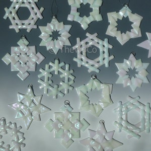 PRISM White Iridized Snowflake, Fused Glass Ornament Suncatcher image 4