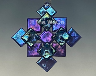 PRISM Purple Iridized Snowflake, Fused Glass Ornament Suncatcher