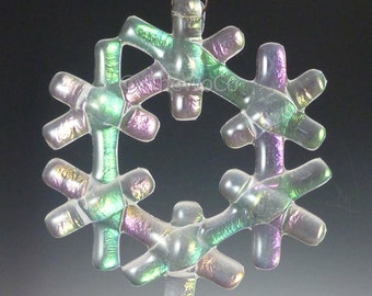 CRYSTAL Iridized Fused Glass Snowflake Ornament Suncatcher