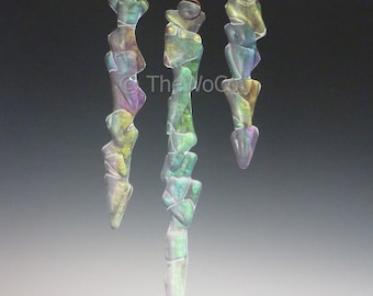 ICICLES Clear Iridized Ornament Set, Fused Glass Suncatcher