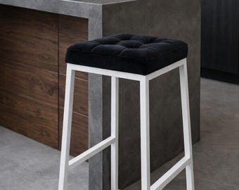 Fluwelen barstoel van textiel Industrieel gestoffeerde keukeneilanden Koffiebar tegenkrukken Midcentury modern Hotel-restaurant hoog