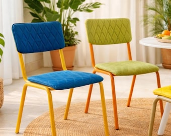 Neon eetkamerstoel kunstleer, neon woondecoratie, strandhuisstoelen, accent gestoffeerde stoelen, slaapkamer halverwege de eeuw modern - Limited Edition