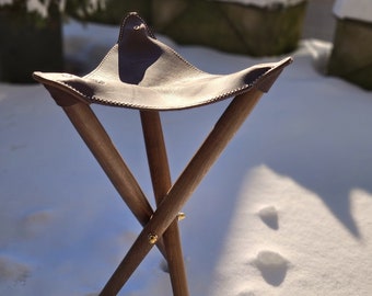 Outdoor Folding Stool, Three Legged Stool with Carrying Bag, Picnic Mid Century Stool, Camping Foldable Stool, Tripod Beech 3 Leg Stool
