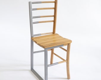 Chaise moderne, chaise en bois et métal récupéré, chaise contemporaine, chaise en laine solide, chaise de bureau vintage, chaise nordique, cadeau de pendaison de crémaillère