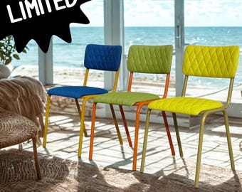 Neon eetkamerstoel kunstleer, neon woondecoratie, strandhuisstoelen, accent gestoffeerde stoelen, slaapkamer halverwege de eeuw modern - Limited Edition