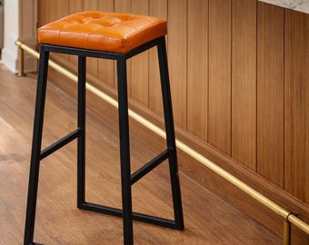 Kunstleer barstoel Industrieel gestoffeerde keukeneiland stoelen Koffieshop tegenkrukken Midcentury modern Hotel-restaurant hoog