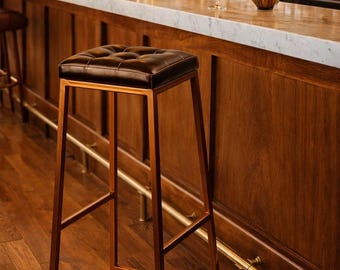 Kunstleer barstoel Industrieel gestoffeerde keukeneiland stoelen Koffieshop tegenkrukken Midcentury modern Hotel-restaurant hoog