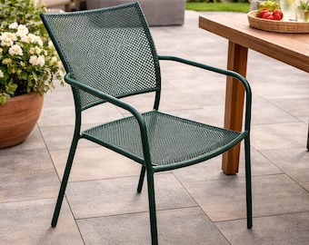 Metalen eetkamertuinstoel, loungestoel voor buiten, bistro- en woonkamerstoel, industrieel buitenmeubilair, restaurant- en hotelinterieur