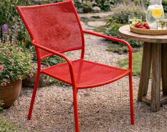 Metalen eetkamertuinstoel, loungestoel voor buiten, bistro- en woonkamerstoel, industrieel buitenmeubilair, restaurant- en hotelinterieur