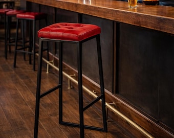 Kunstleer barstoel Industrieel gestoffeerde keukeneiland stoelen Koffieshop tegenkrukken Midcentury modern Hotel-restaurant hoog