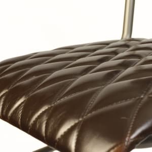 Classic Bistro Coffee Shop Chair, Retro Style Padded Metal Chair, Industrial Look Bar Pub Restaurant Stacking Chair, Handmade in Europe Dining Chair, manual stitching, aged eco leather Diamond upholstery, strong steel frame, perfectly stacking