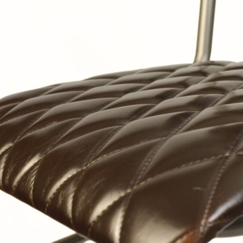 Classic Bistro Coffee Shop Chair, Retro Style Padded Metal Chair, Industrial Look Bar Pub Restaurant Stacking Chair, Handmade in Europe Dining Chair, manual stitching, aged eco leather Diamond upholstery, strong steel frame, perfectly stacking