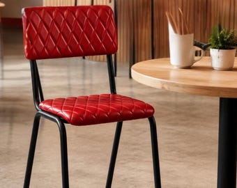 Faux Leather Dining Chair, Modern Home Beach House Office Upholstered Chairs, Bar / Coffee Shop / Restaurant Mid Century Modern Furniture
