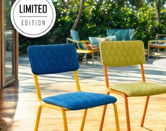 Neon eetkamerstoel kunstleer, neon woondecoratie, strandhuisstoelen, accent gestoffeerde stoelen, slaapkamer halverwege de eeuw modern - Limited Edition