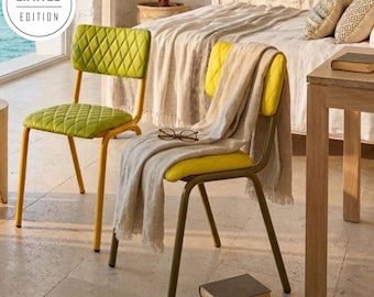 Neon eetkamerstoel kunstleer, neon woondecoratie, strandhuisstoelen, accent gestoffeerde stoelen, slaapkamer halverwege de eeuw modern - Limited Edition