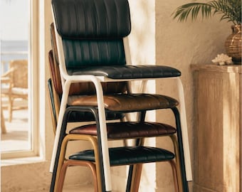 Faux Leather Dining Chair, Modern Home Beach House Office Upholstered Chairs, Bar / Coffee Shop / Restaurant Mid Century Modern Furniture