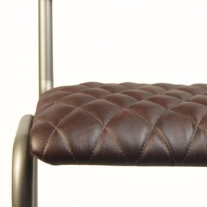 Classic vintage dining chair with diamond design, eco or real leather, strong steel frame, bistro-ready, stackable, handmade in Europe, custom colors