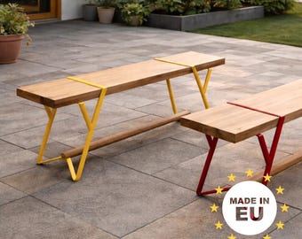Opklapbare houten bank, industriële meubels binnen en buiten massief houten bank, instap- en bedbank, kleine werkbank - made in EU