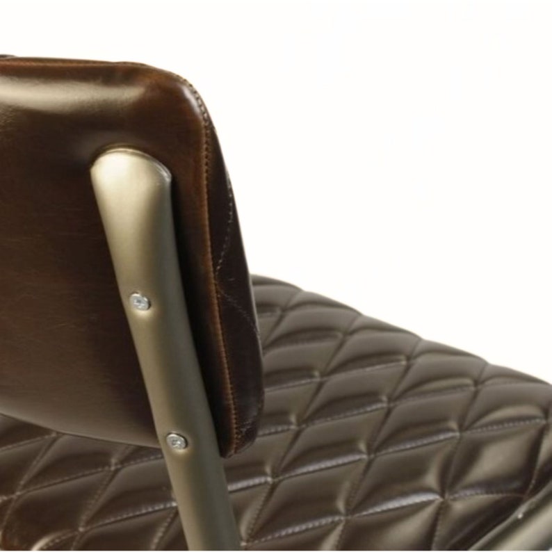 Classic vintage dining chair with diamond design, eco or real leather, strong steel frame, bistro-ready, stackable, handmade in Europe, custom colors