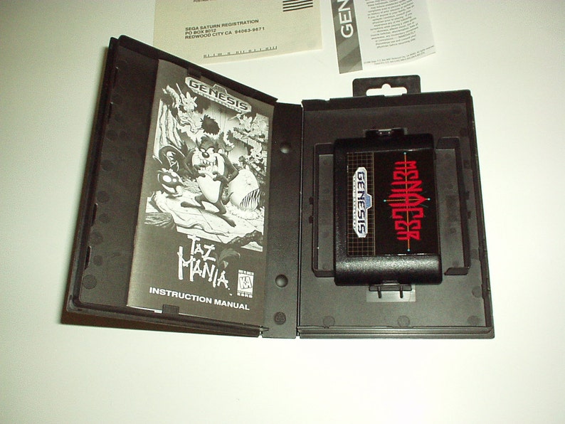 Rare Watch Taz Dust! 1996 Genesis TAZ MANIA SEGA Cartridge in Case with Instruction Manual /& Paperwork New in Open Unused Case