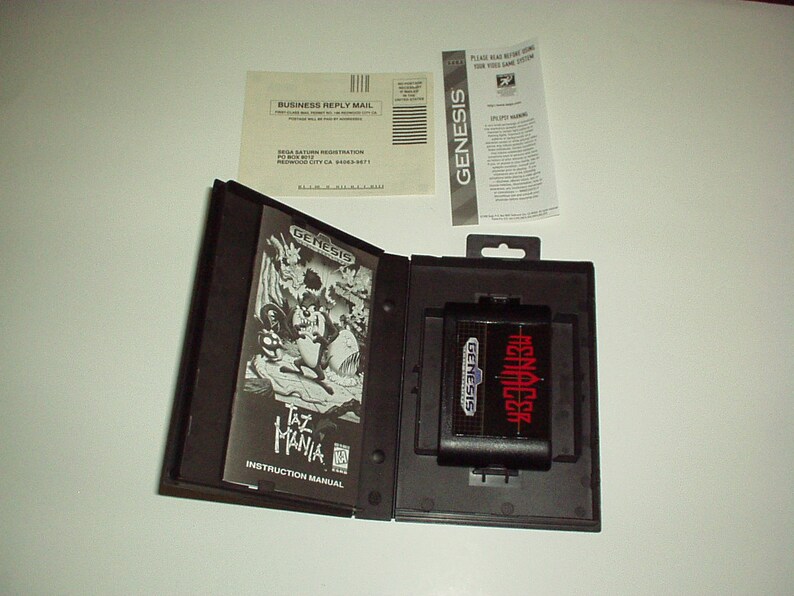 Rare Watch Taz Dust! 1996 Genesis TAZ MANIA SEGA Cartridge in Case with Instruction Manual /& Paperwork New in Open Unused Case