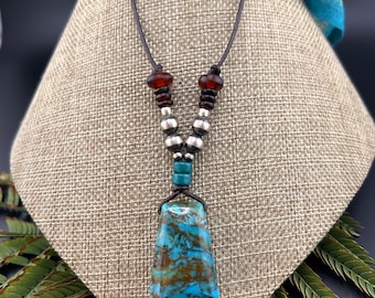 Handmade Leather And Turquoise Statement Necklace RM2991