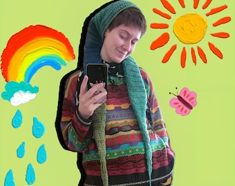 Slouchy Clowncore Ästhetischer Hut Sensorisch Freundlicher Spaßvogel Kostüm Weiches Kidcore Geschenk Warme Bunte Harajuku Kleidung Gemütliche handgemachte Spaß-Mode