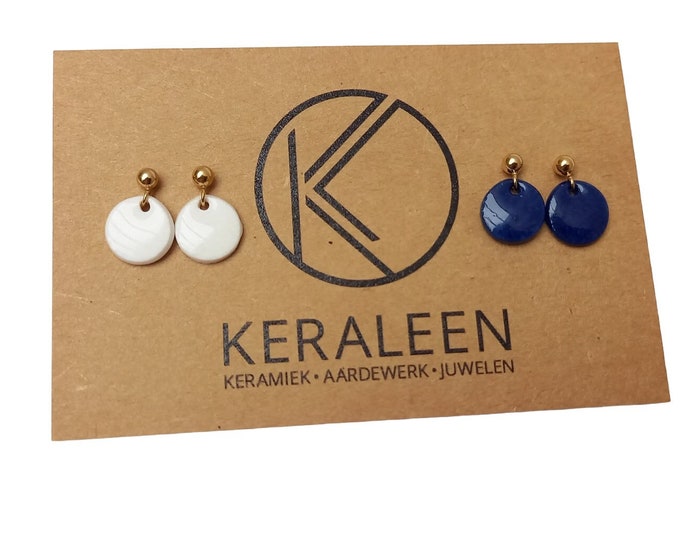 Small porcelain pearls on gold vermeil earrings