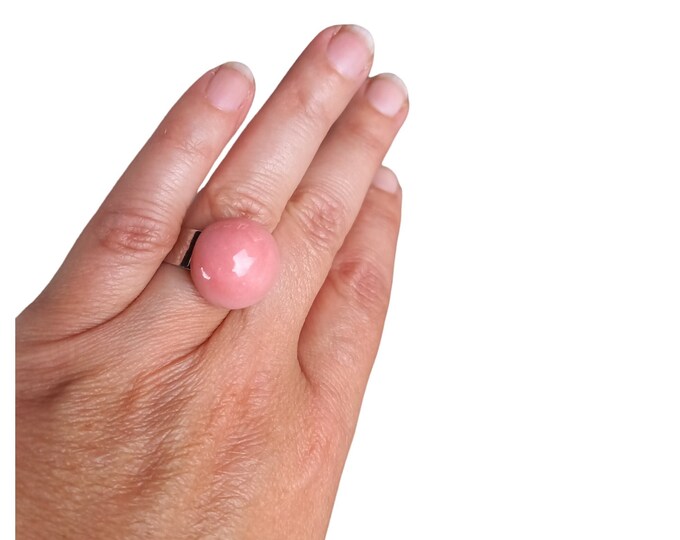 Hemisphere pink porcelain ring
