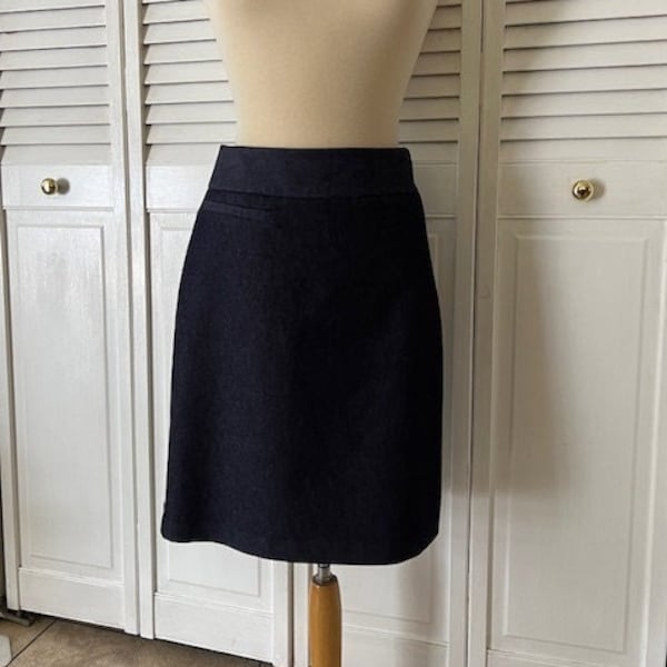 Vintage Denim Skirt, Merona Stretch Denim Skirt, Lined Dark Wash Stretch Denim Skirt, Dark Blue Denim Skirt, Dressy Denim Skirt