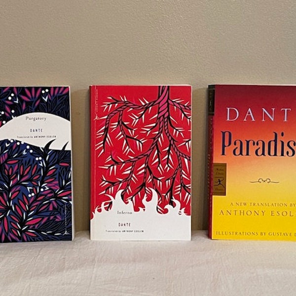 Dante Purgatory, Dante Inferno, Dante Paradise, Set of (3) Dante Purgatory Inferno Paradise Paperback Books, Dante's Divine Comedy Book Trio