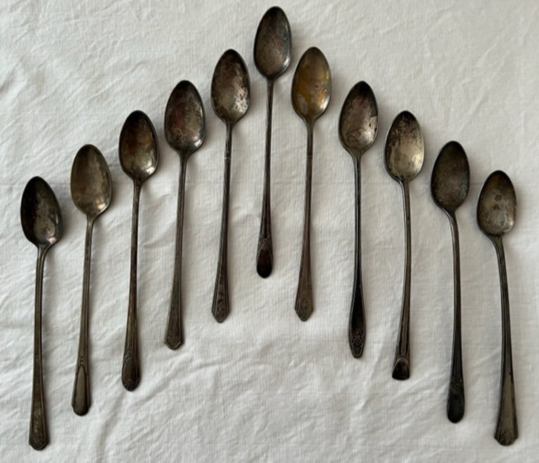 Vintage Iced Tea Spoons, Mismatched Silver Plated Iced Tea Spoons