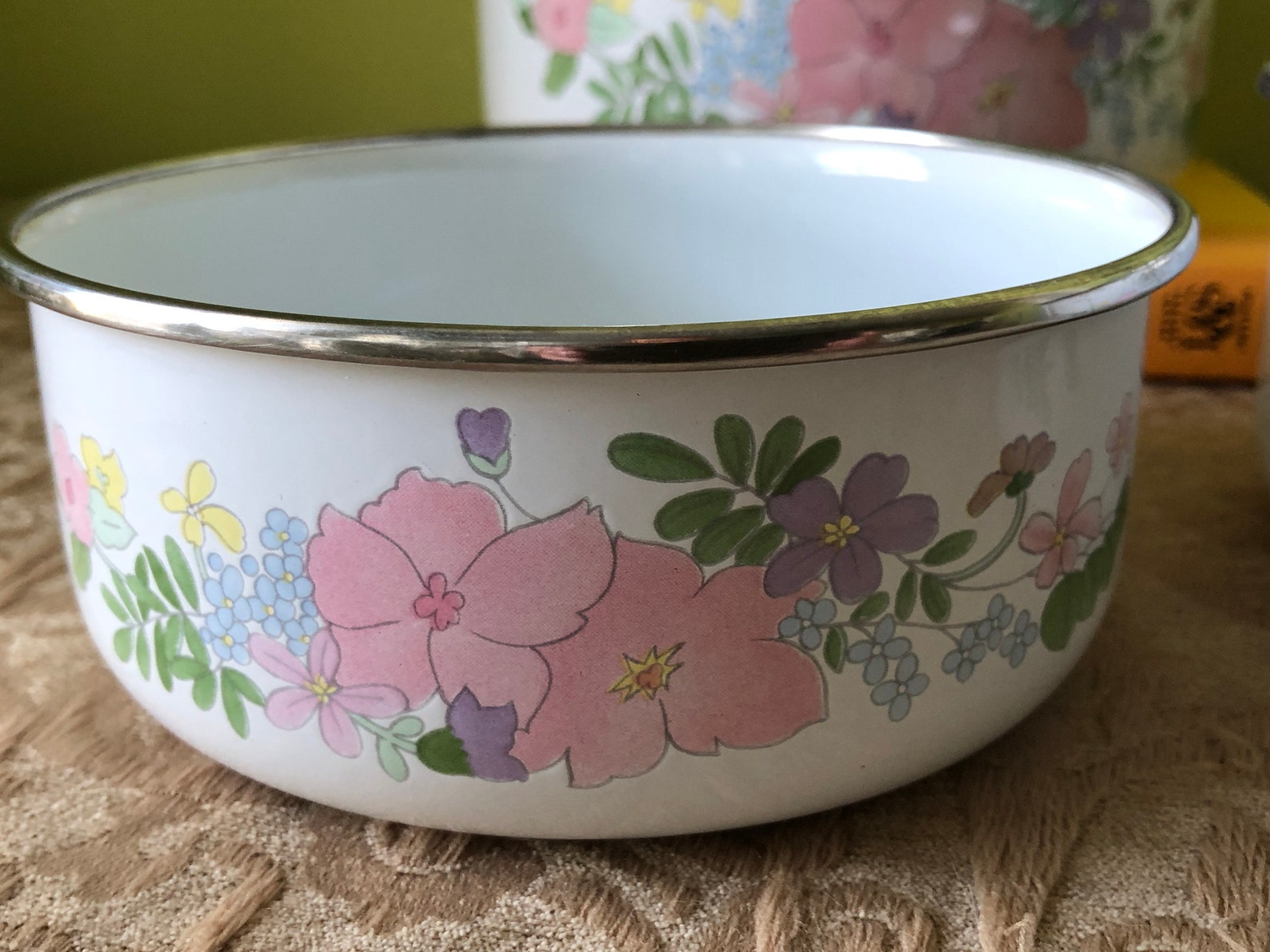 Vintage Kobe enamel nesting bowls floral enamel Kobe bowl Etsy