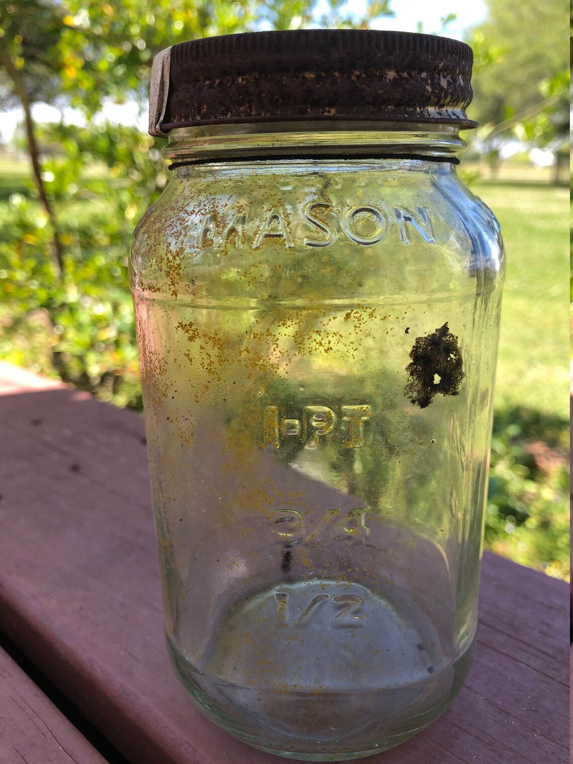 Vintage mason jar with rusted lid old mason jar rustic dirty Etsy