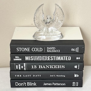 Black Book Stack, Curated Instant Library Decor, Hardcover Book Collection image 1