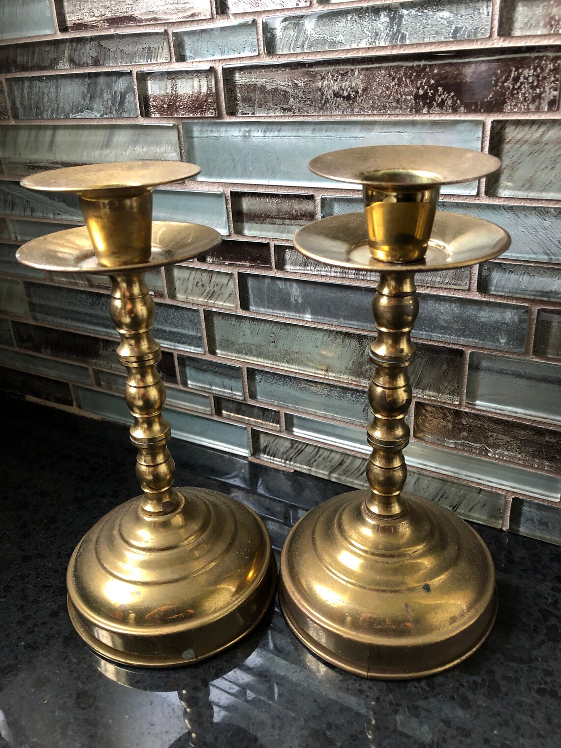 Vintage brass candle holders tarnished brass candle holders Etsy
