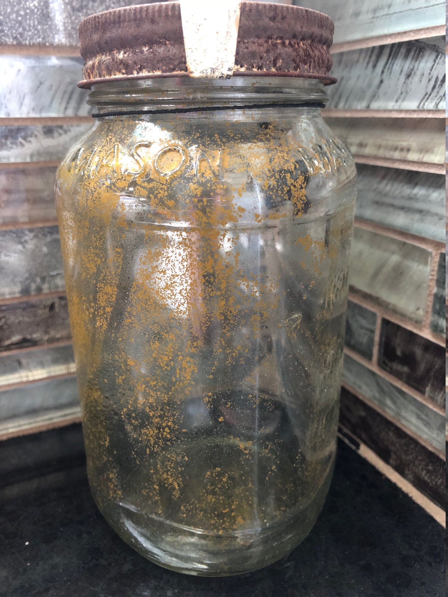 Vintage mason jar with rusted lid old mason jar rustic dirty Etsy