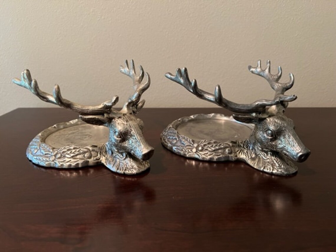 Christmas Reindeer Candle Holders Vintage Christmas Reindeer Etsy